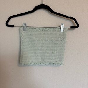 Hollister Light Pastel Green Smocked Tube Top Strapless Stretch Summer Crop Top